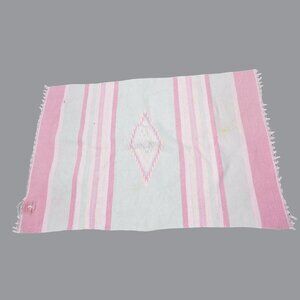 Vintage 80s Pink Rug Indigenous Tapestry Knit Western Southwest Folk